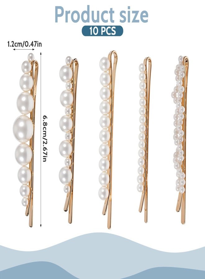 COMNICO Pearl Hair Clips, 10Pcs French Pearl Hair Pins Elegant Bobby Pins Sweet Bride Headwear Decorative Hair Barrettes Hair Accessories for Wedding Birthday Prom Party Christmas Women Girls - Image 2